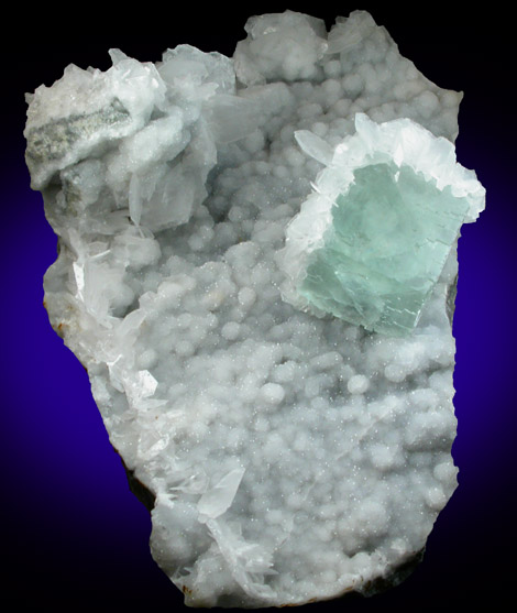 Calcite on Fluorite with Quartz from Xianghualing Cassiterite Mine, 32 km north of Linwu, Hunan Province, China