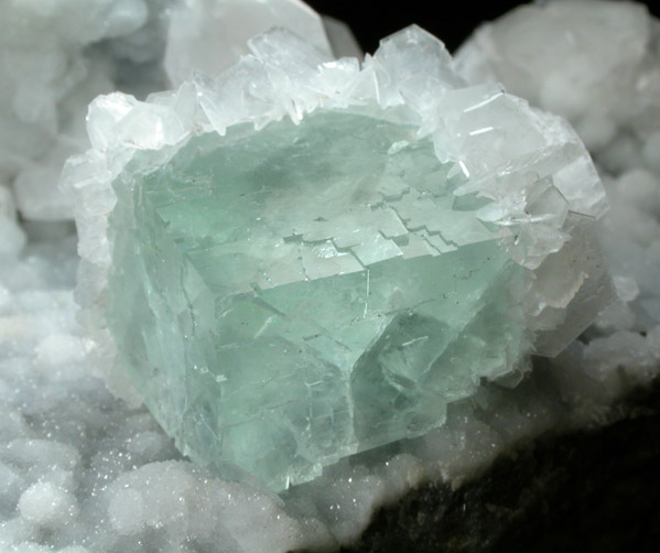 Calcite on Fluorite with Quartz from Xianghualing Cassiterite Mine, 32 km north of Linwu, Hunan Province, China