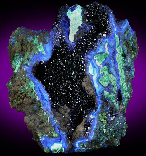 Azurite with Malachite from Copper Queen Mine, Bisbee, Warren District, Cochise County, Arizona
