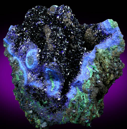 Azurite with Malachite from Copper Queen Mine, Bisbee, Warren District, Cochise County, Arizona