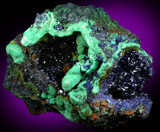 Azurite with Malachite from Liufengshan Mine, Guichi, Anhui Province, China