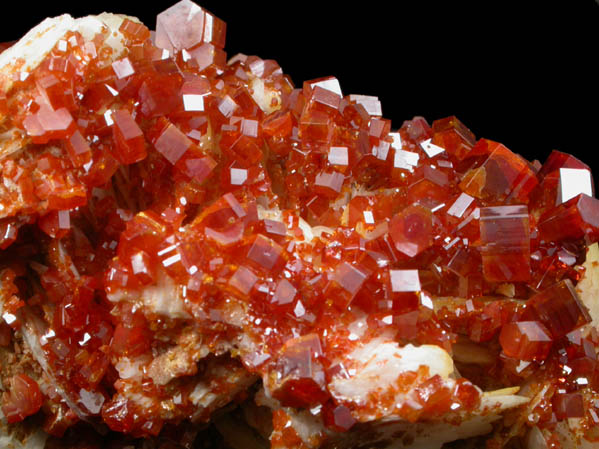 Vanadinite on Barite from Mibladen, Haute Moulouya Basin, Zeida-Aouli-Mibladen belt, Midelt Province, Morocco