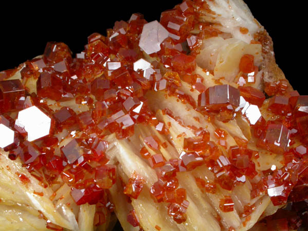 Vanadinite on Barite from Mibladen, Haute Moulouya Basin, Zeida-Aouli-Mibladen belt, Midelt Province, Morocco