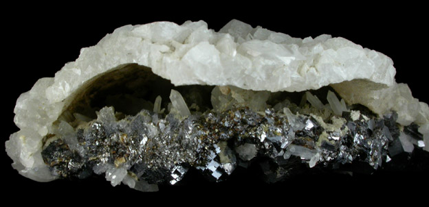 Calcite over Galena, Quartz, Sphalerite from Borieva Reka Mine, Madan District, Rhodope Mountains, Bulgaria