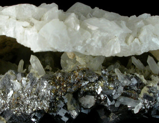 Calcite over Galena, Quartz, Sphalerite from Borieva Reka Mine, Madan District, Rhodope Mountains, Bulgaria