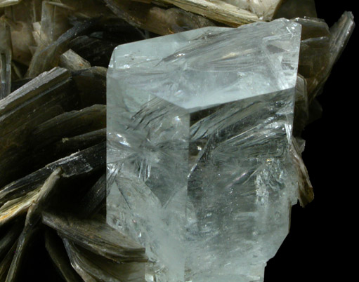 Beryl var. Aquamarine on Muscovite from Nagar, Hunza Valley, Gilgit District, Gilgit-Baltistan, Pakistan