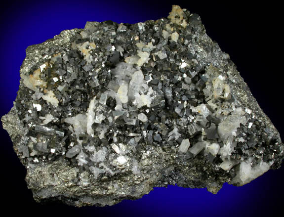 Arsenopyrite and Quartz on Galena from Noche Buena Mine, Zacatecas, Mexico