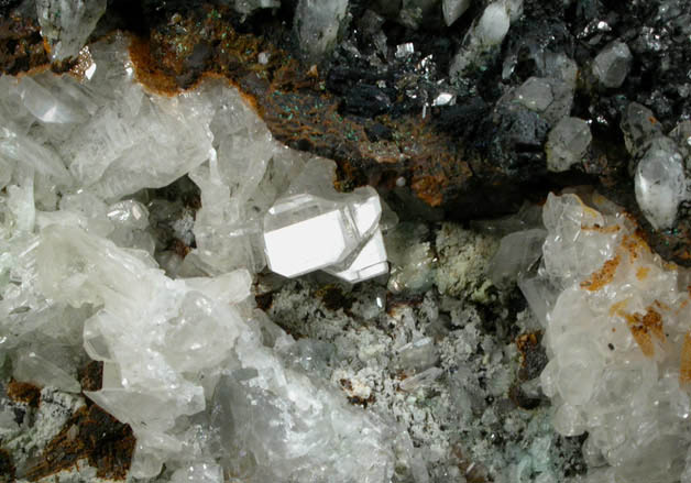 Cerussite on Galena with Quartz from Wheatley Mine, Phoenixville, Chester County, Pennsylvania