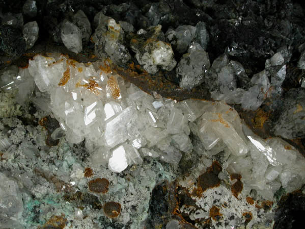 Cerussite on Galena with Quartz from Wheatley Mine, Phoenixville, Chester County, Pennsylvania