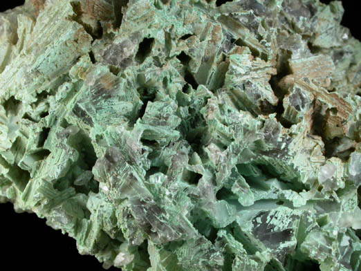 Chrysocolla on Quartz pseudomorphs after Anhydrite from Houdaille Quarry (Consolidated Quarry), Little Falls Twp., north of Montclair State University, Essex County, New Jersey