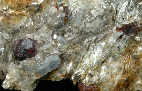 Kyanite and Almandine Garnet from Devil's Pool, Wissahickon Creek, Philadelphia, Philadelphia County, Pennsylvania