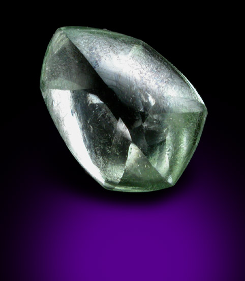 Diamond (0.61 carat green flattened dodecahedral crystal) from Udachnaya Mine, Republic of Sakha, Siberia, Russia