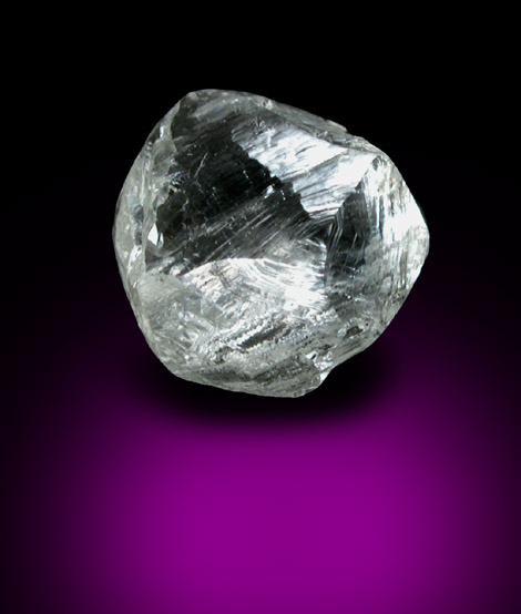 Diamond (0.84 carat white flattened crystal) from Udachnaya Mine, Republic of Sakha, Siberia, Russia