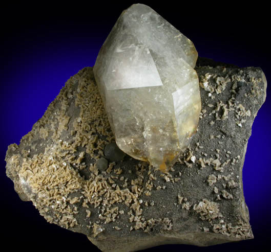 Quartz var. Herkimer Diamond with Dolomite and Calcite from Eastern Rock Products Quarry (Benchmark Quarry), St. Johnsville, Montgomery County, New York