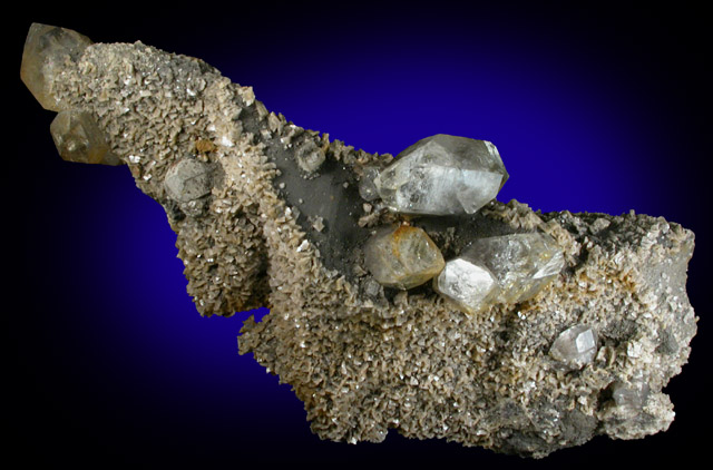 Quartz var. Herkimer Diamond with Dolomite and Calcite from Eastern Rock Products Quarry (Benchmark Quarry), St. Johnsville, Montgomery County, New York