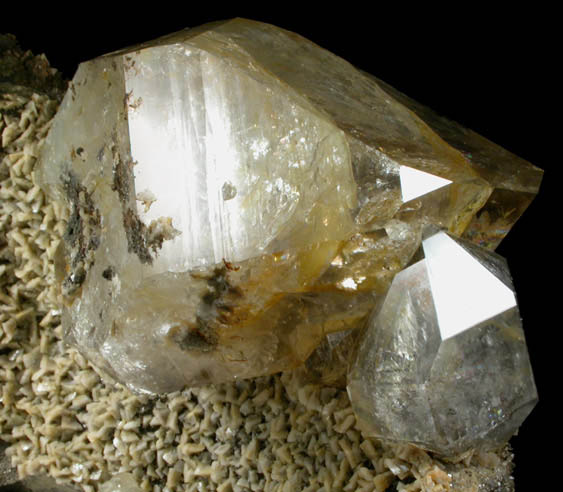 Quartz var. Herkimer Diamond with Dolomite and Calcite from Eastern Rock Products Quarry (Benchmark Quarry), St. Johnsville, Montgomery County, New York