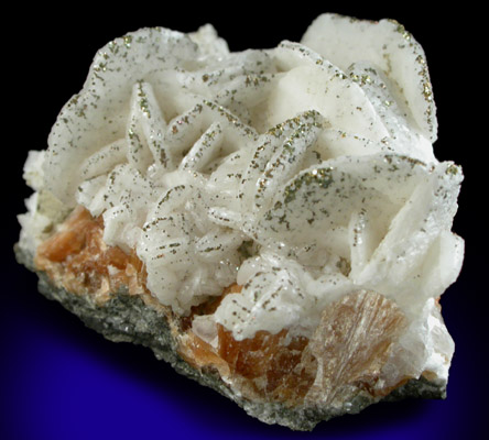 Pyrite on Calcite with Stilbite-Ca from Workhouse Quarry, Lambertville, Hunterdon County, New Jersey