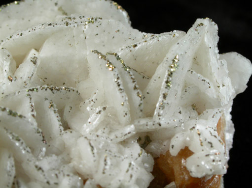 Pyrite on Calcite with Stilbite-Ca from Workhouse Quarry, Lambertville, Hunterdon County, New Jersey