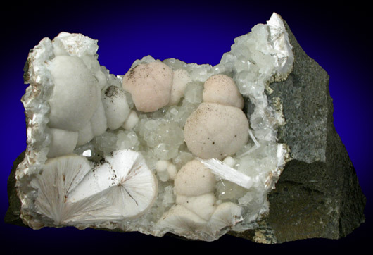 Pectolite on Datolite from Millington Quarry, Bernards Township, Somerset County, New Jersey