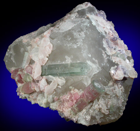 Elbaite Tourmaline in Quartz with Lepidolite from Pala Chief Mine, San Diego County, California