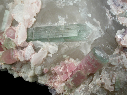 Elbaite Tourmaline in Quartz with Lepidolite from Pala Chief Mine, San Diego County, California