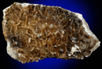 Hydrocarbon on Calcite with Quartz from New Almaden Mine, 600' level, Santa Teresa Hills, Santa Clara County, California