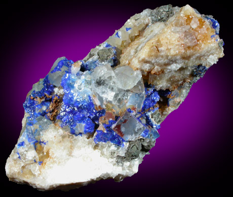 Linarite, Fluorite, Galena, Quartz from Blanchard Mine, Hansonburg District, 8.5 km south of Bingham, Socorro County, New Mexico
