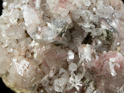 Heulandite-Ca on Quartz with Laumontite and Calcite from Prospect Park Quarry, Prospect Park, Passaic County, New Jersey