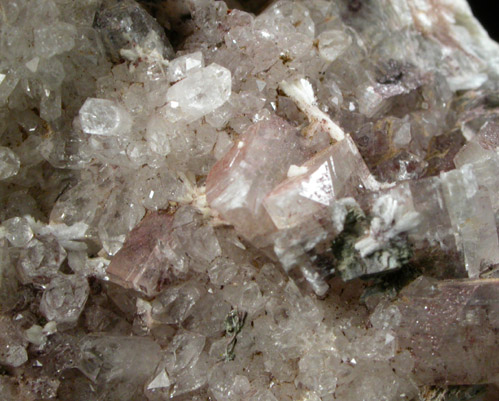 Heulandite-Ca on Quartz with Laumontite and Calcite from Prospect Park Quarry, Prospect Park, Passaic County, New Jersey