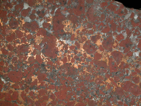 Copper in conglomerate from Calumet and Hecla Mine, Houghton County, Keweenaw Peninsula Copper District, Michigan