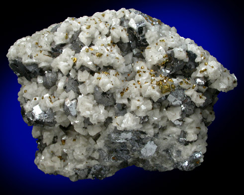 Chalcopyrite and Dolomite on Galena from Viburnum Trend, Reynolds County, Missouri