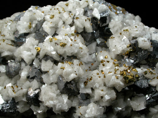 Chalcopyrite and Dolomite on Galena from Viburnum Trend, Reynolds County, Missouri