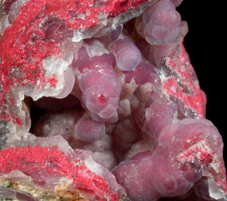 Cinnabar with Quartz var. Chalcedony from Warner Property, New Almaden District, Santa Teresa Hills, Santa Clara County, California