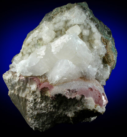 Heulandite on Pectolite with Calcite from Upper New Street Quarry, Paterson, Passaic County, New Jersey