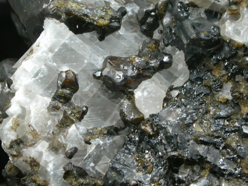 Hornblende, Franklinite, Calcite from Franklin, Sussex County, New Jersey (Type Locality for Franklinite)