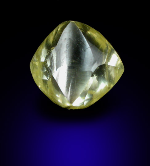 Diamond (0.86 carat fancy-yellow dodecahedral crystal) from Damtshaa Mine, near Orapa, Botswana