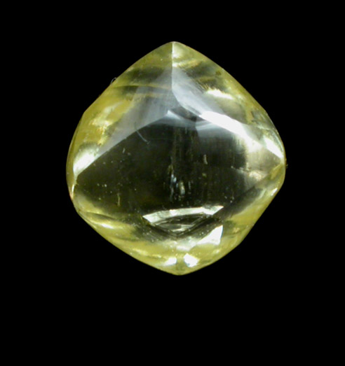 Diamond (0.86 carat fancy-yellow dodecahedral crystal) from Damtshaa Mine, near Orapa, Botswana