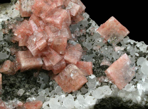 Chabazite-Ca on Calcite with Chamosite from Upper New Street Quarry, Paterson, Passaic County, New Jersey