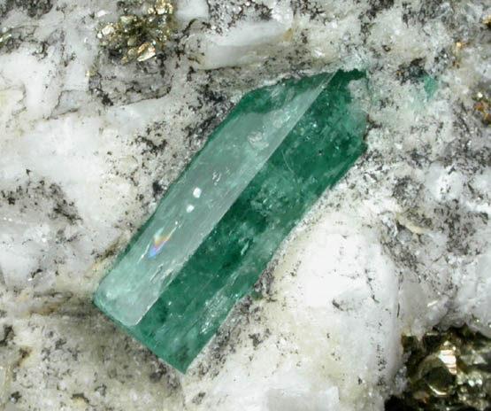 Beryl var. Emerald with Pyrite from Muzo Mine, Vasquez-Yacop District, Boyac Department, Colombia