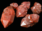Quartz with Hematite inclusions (5 crystals) from Alicante, Valencia, Spain