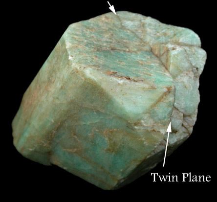 Orthoclase var. Amazonite Carlsbad Twin from Pike's Peak Batholith, El Paso County, Colorado