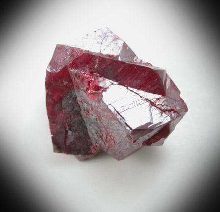 Cinnabar (penetration twin) from Red Bird Mine, Antelope Springs District, 24 km east of Lovelock, Pershing County, Nevada