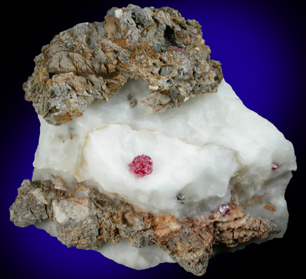 Cinnabar (penetration twins) and Stibnite in Calcite vein from Red Bird Mine, Antelope Springs District, 24 km east of Lovelock, Pershing County, Nevada