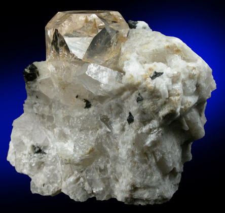 Topaz with Schorl Tourmaline on Albite from Shigar Valley, Skardu District, Baltistan, Gilgit-Baltistan, Pakistan