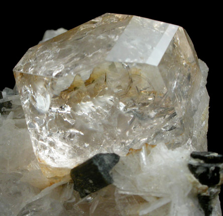 Topaz with Schorl Tourmaline on Albite from Shigar Valley, Skardu District, Baltistan, Gilgit-Baltistan, Pakistan