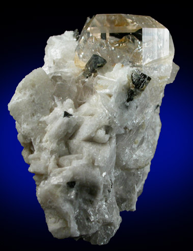 Topaz with Schorl Tourmaline on Albite from Shigar Valley, Skardu District, Baltistan, Gilgit-Baltistan, Pakistan