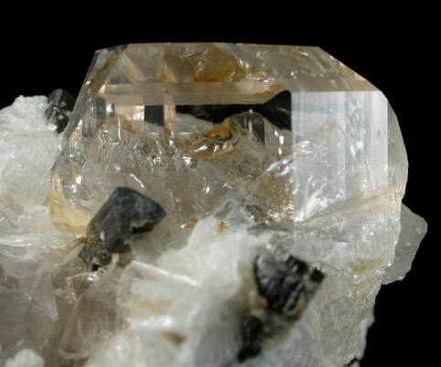 Topaz with Schorl Tourmaline on Albite from Shigar Valley, Skardu District, Baltistan, Gilgit-Baltistan, Pakistan