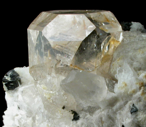 Topaz with Schorl Tourmaline on Albite from Shigar Valley, Skardu District, Baltistan, Gilgit-Baltistan, Pakistan