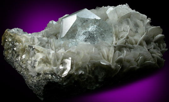 Beryl var. Aquamarine on Muscovite from Xuebaoding Mountain near Pingwu, Sichuan Province, China