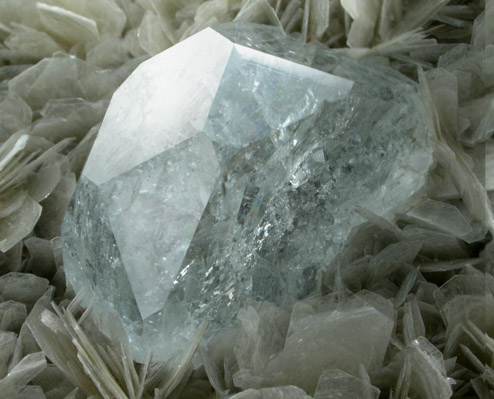 Beryl var. Aquamarine on Muscovite from Xuebaoding Mountain near Pingwu, Sichuan Province, China